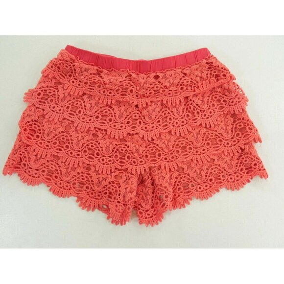 Miss Me Pants - Miss Me Orange Crochet Knit Tiered Short Shorts Womens Size Small